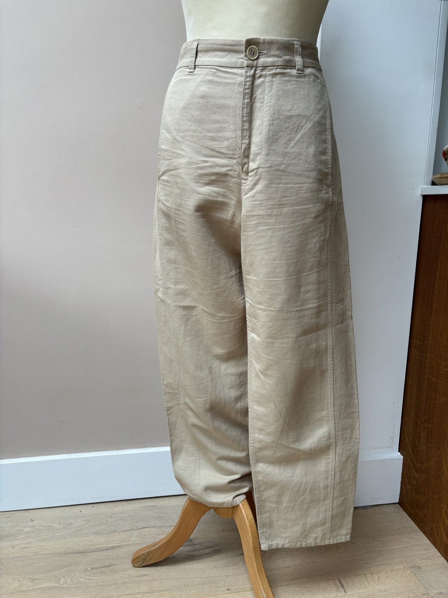 Beige barrel leg shape trousers size 12