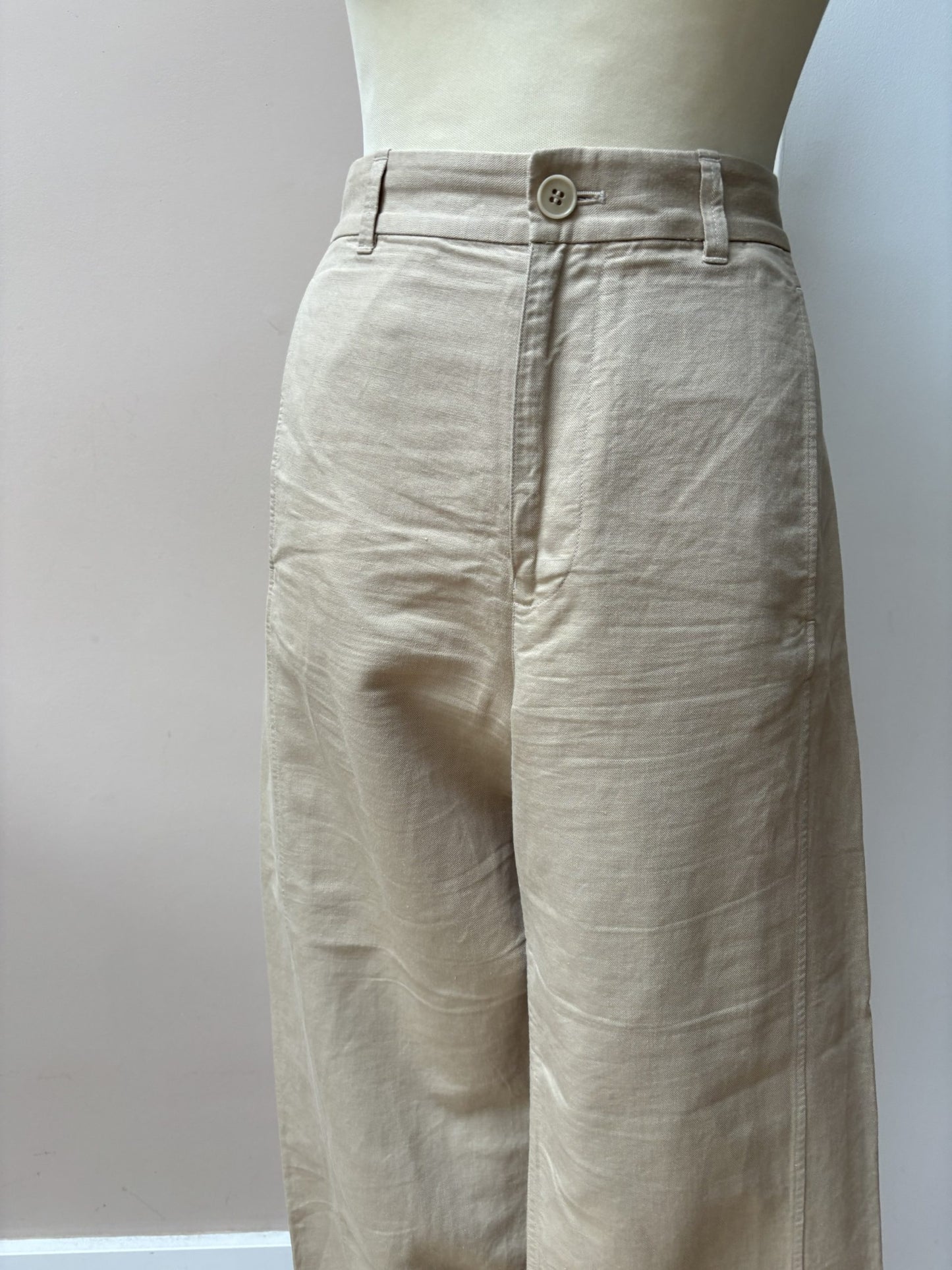 Beige barrel leg shape trousers size 12