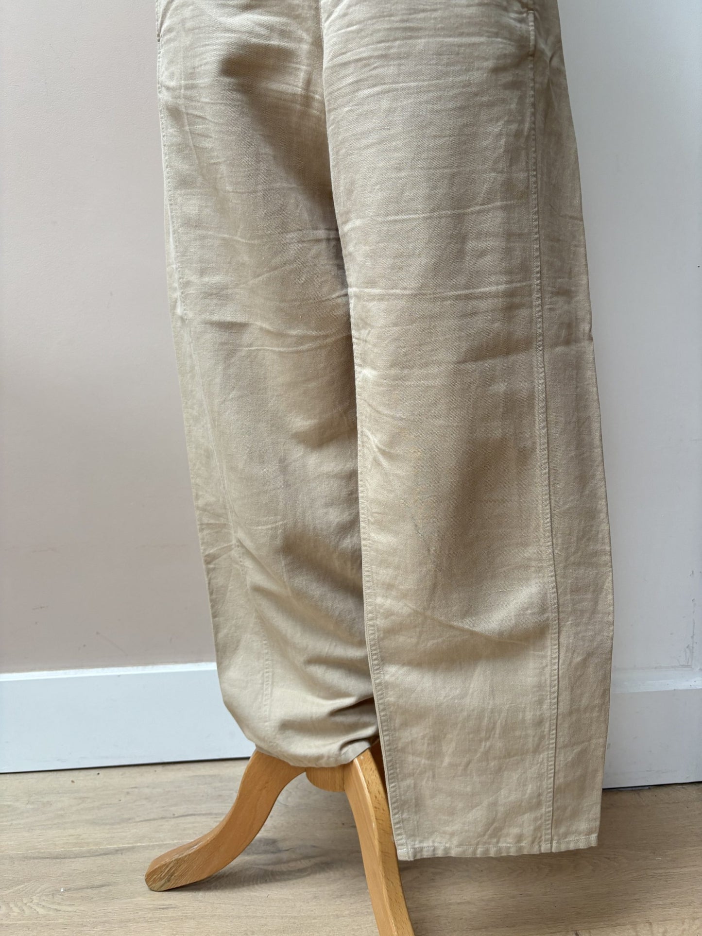 Beige barrel leg shape trousers size 12
