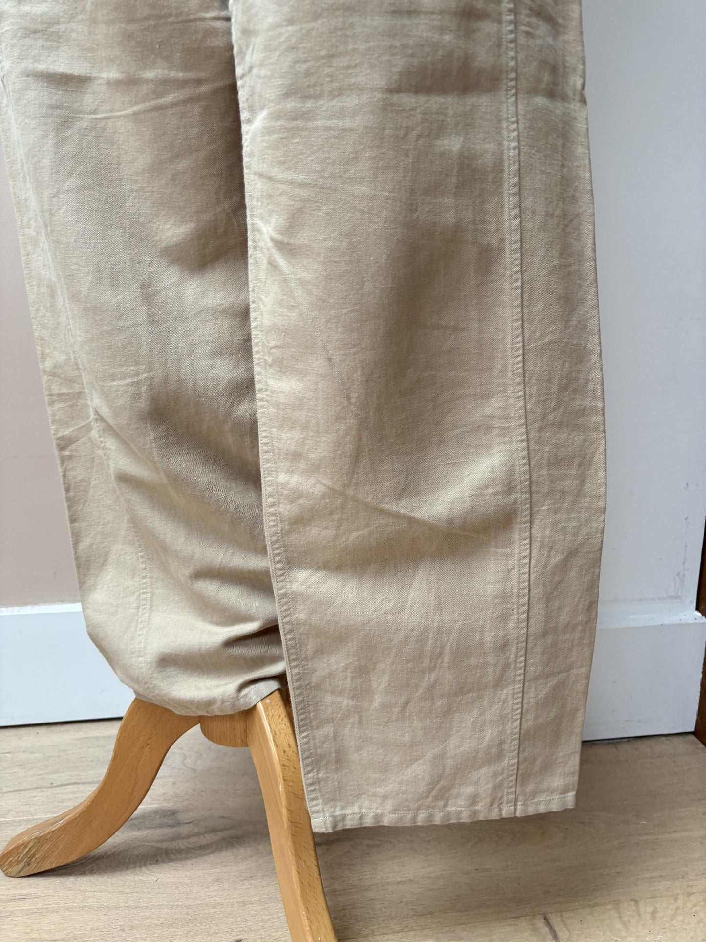 Beige barrel leg shape trousers size 12
