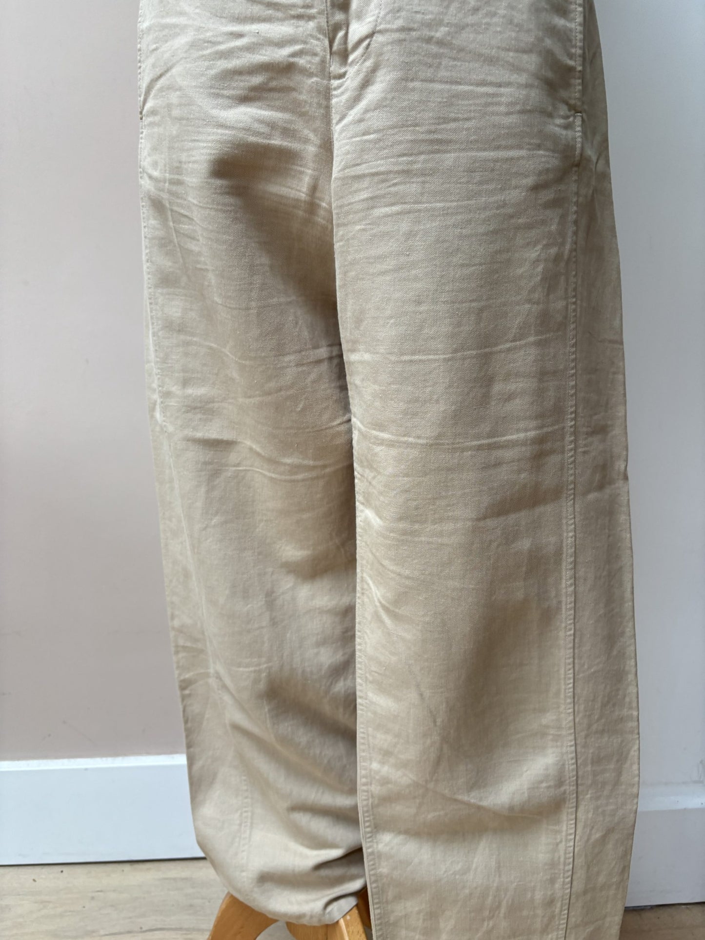 Beige barrel leg shape trousers size 12