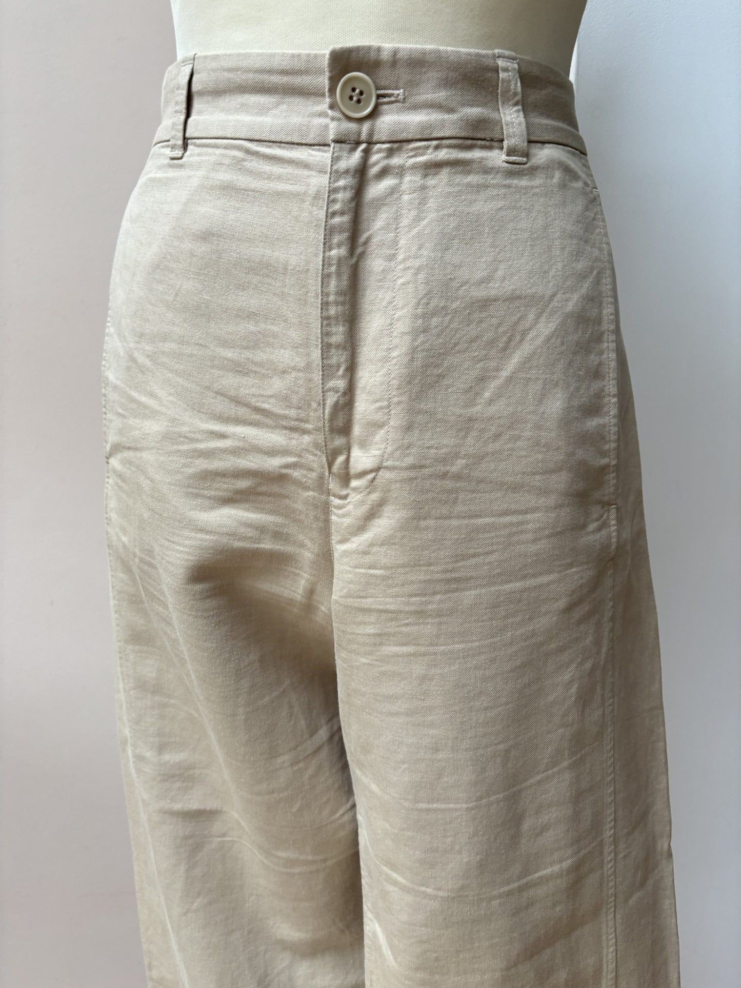 Beige barrel leg shape trousers size 12