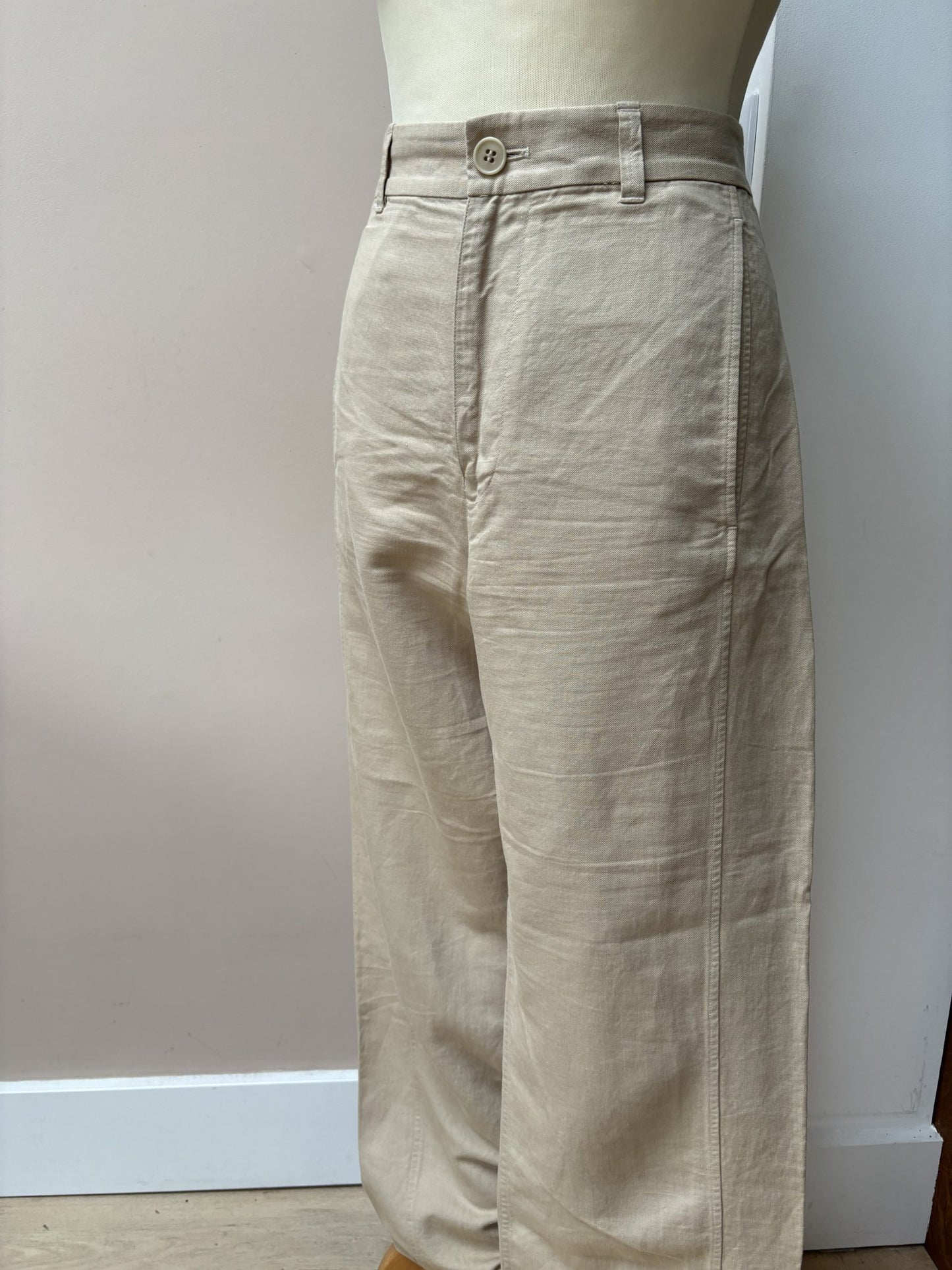 Beige barrel leg shape trousers size 12