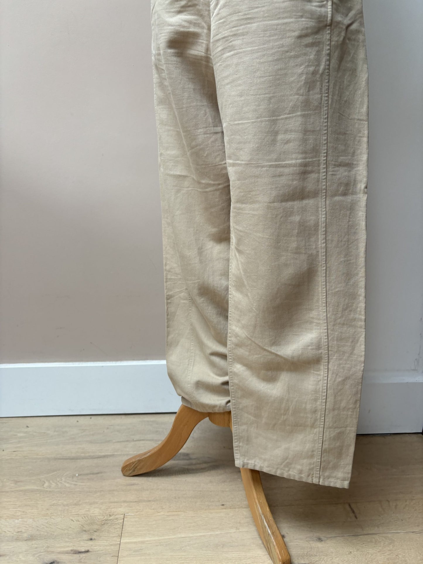Beige barrel leg shape trousers size 12