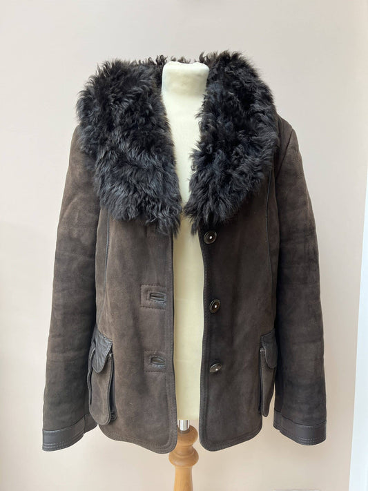 Brown suede shearling jacket size 12/14