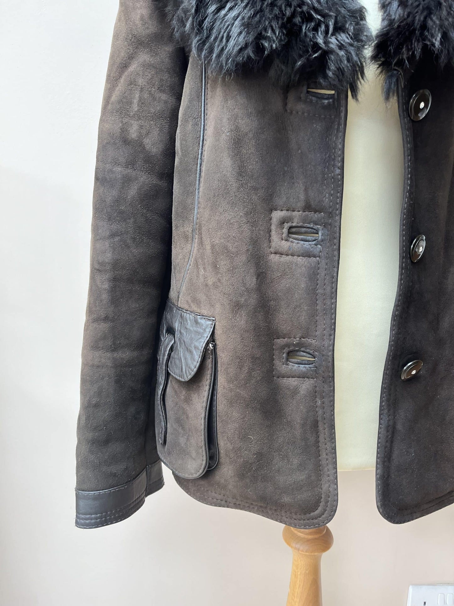 Brown suede shearling jacket size 12/14