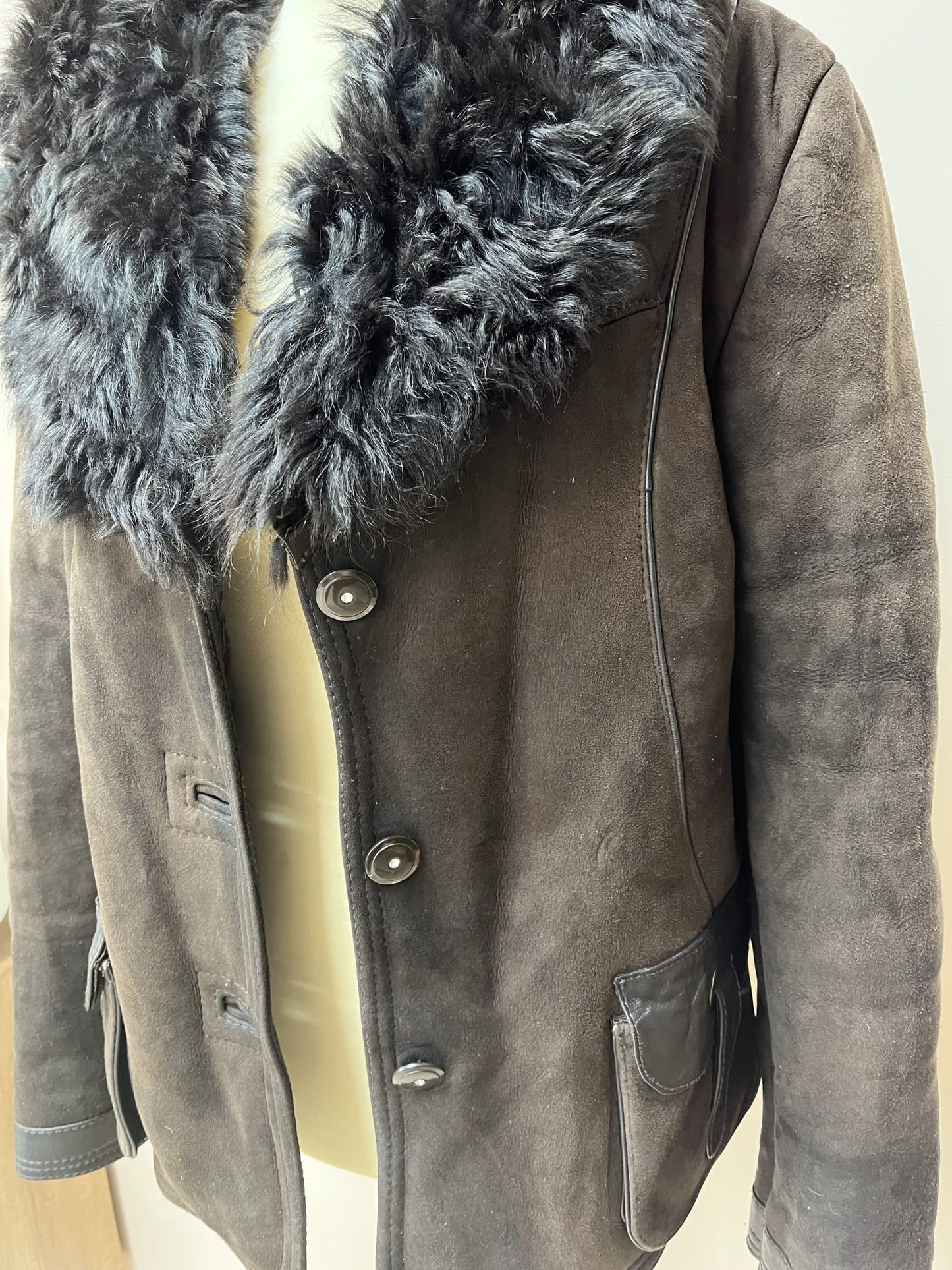 Brown suede shearling jacket size 12/14