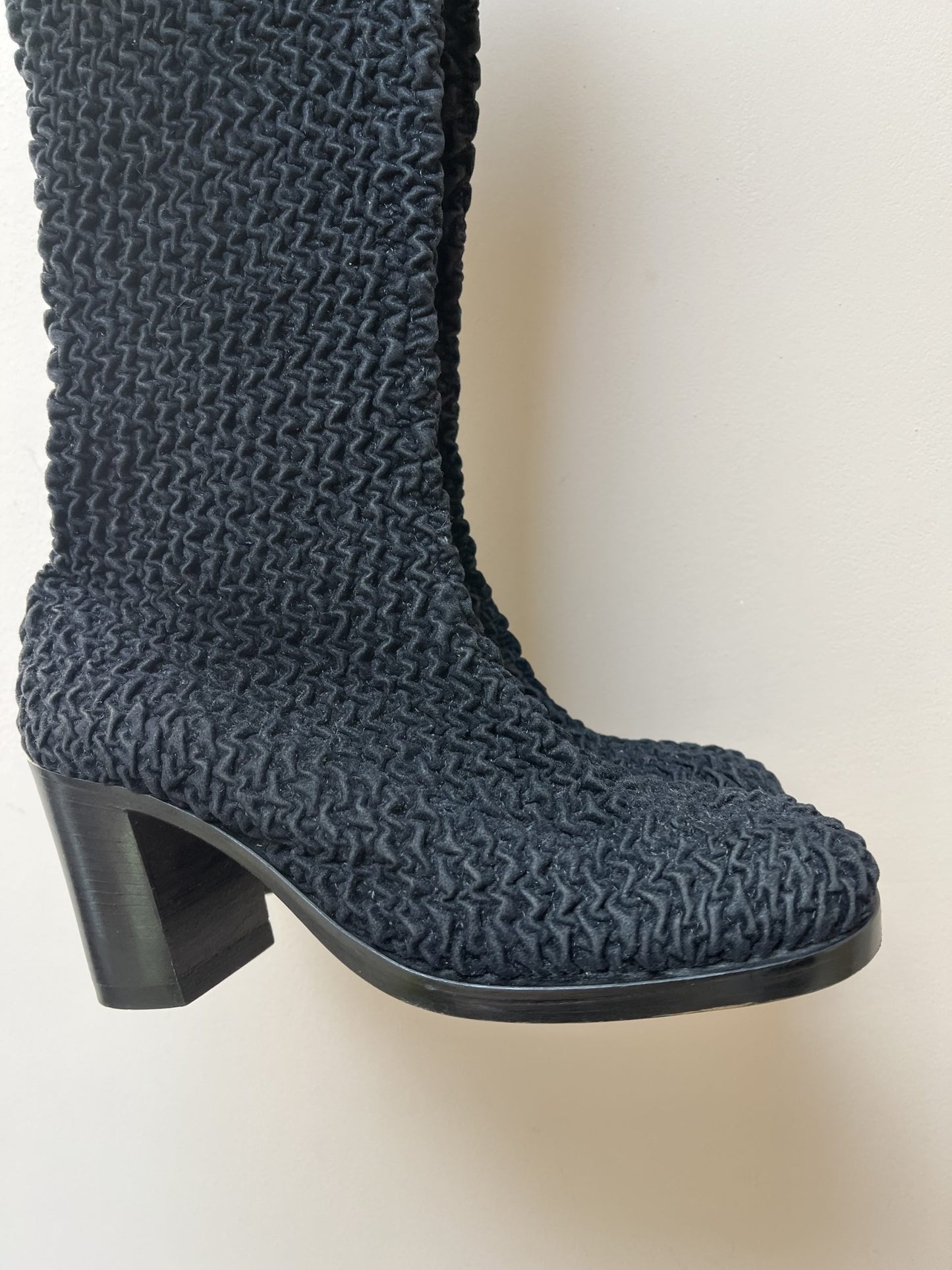 Black Russell & Bromley crinkle boots uk7