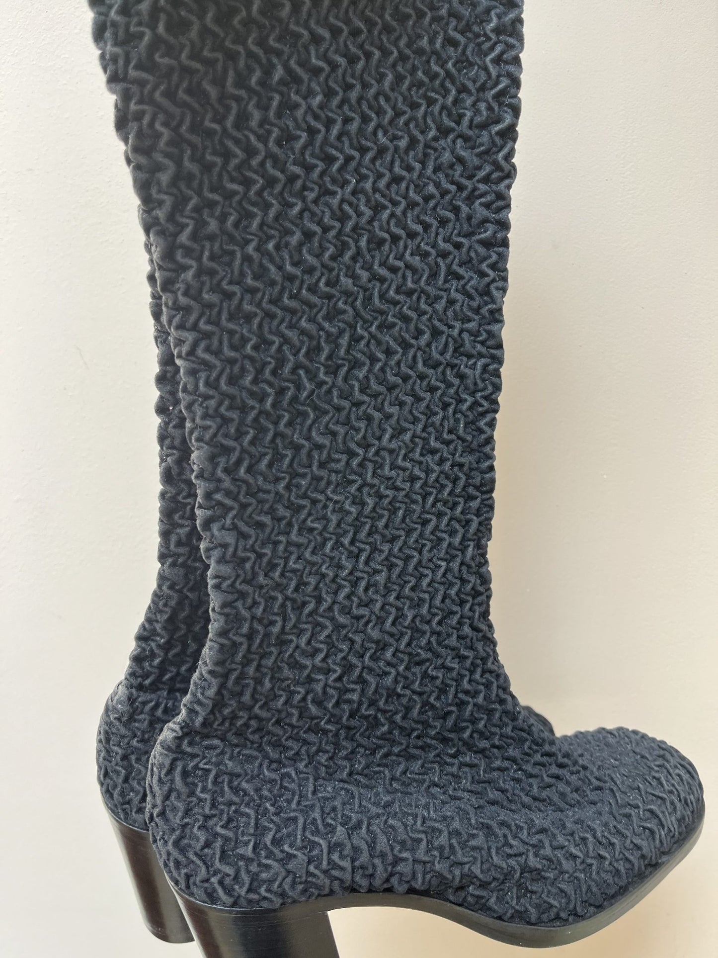 Black Russell & Bromley crinkle boots uk7