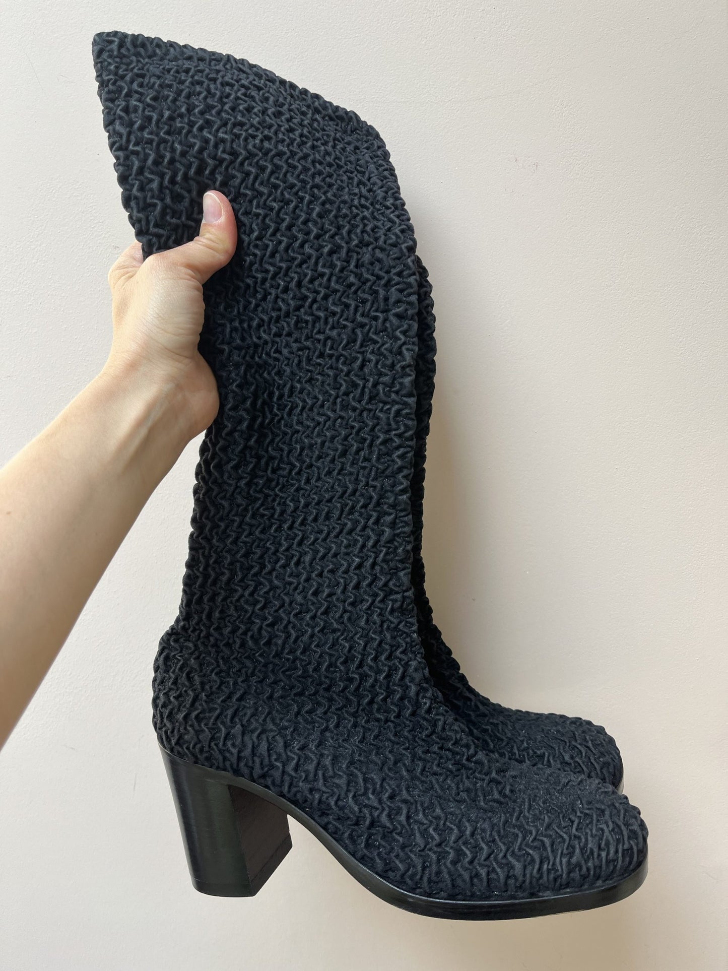 Black Russell & Bromley crinkle boots uk7