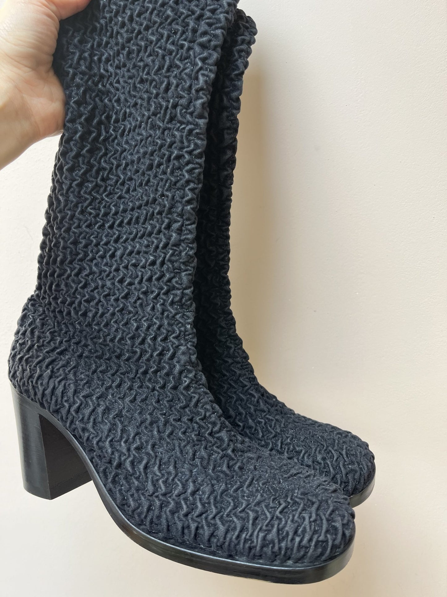 Black Russell & Bromley crinkle boots uk7