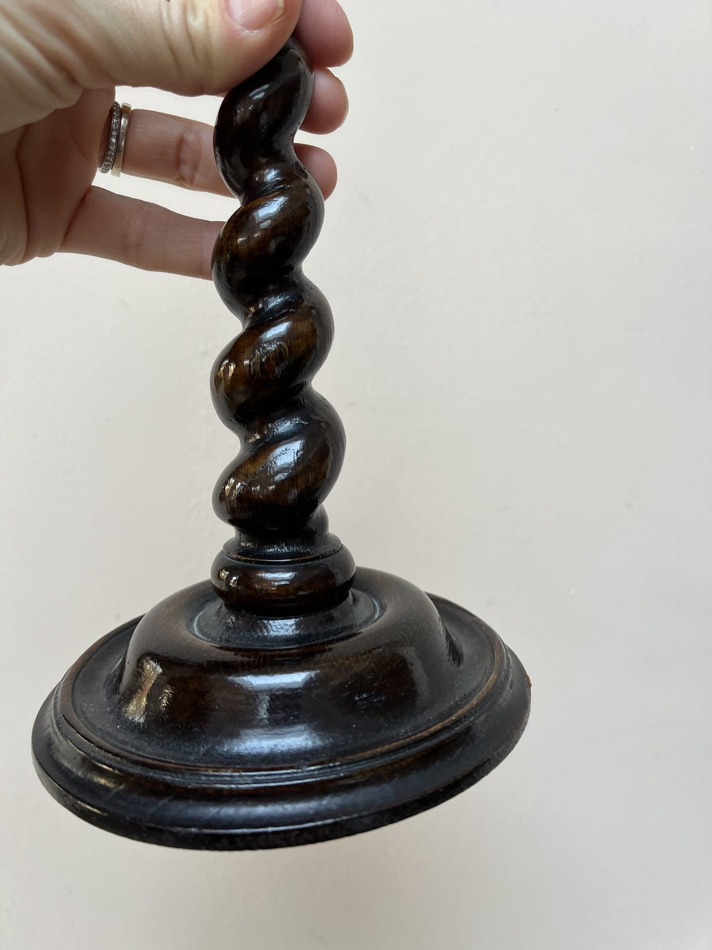 Stunning solid wood barley twist candles sticks x 2