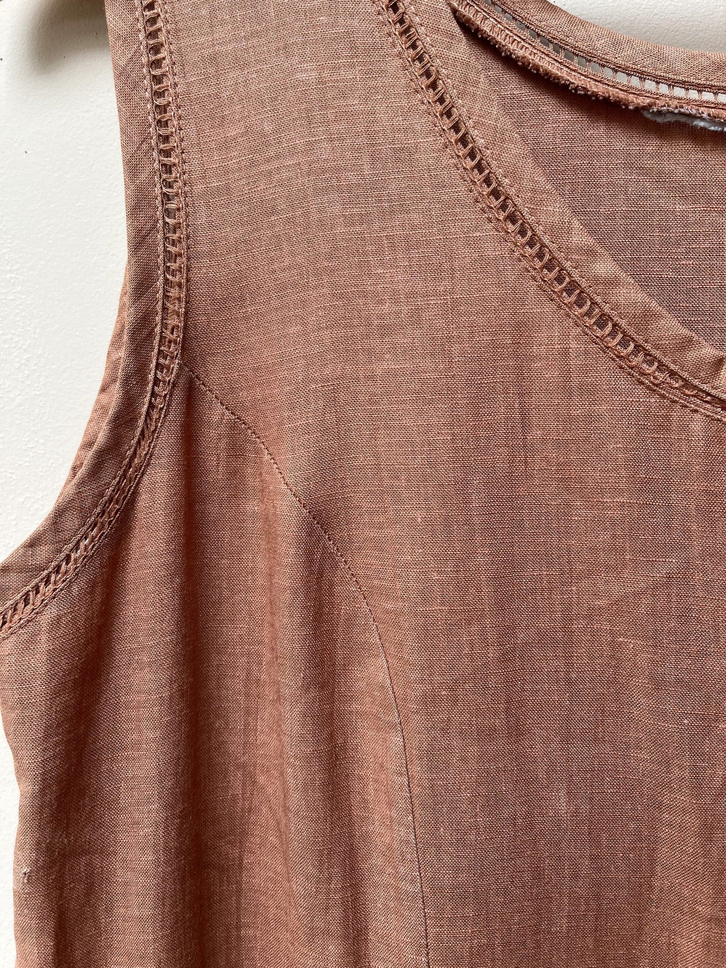 Vintage linen dress, dropped waist. Size 12/14