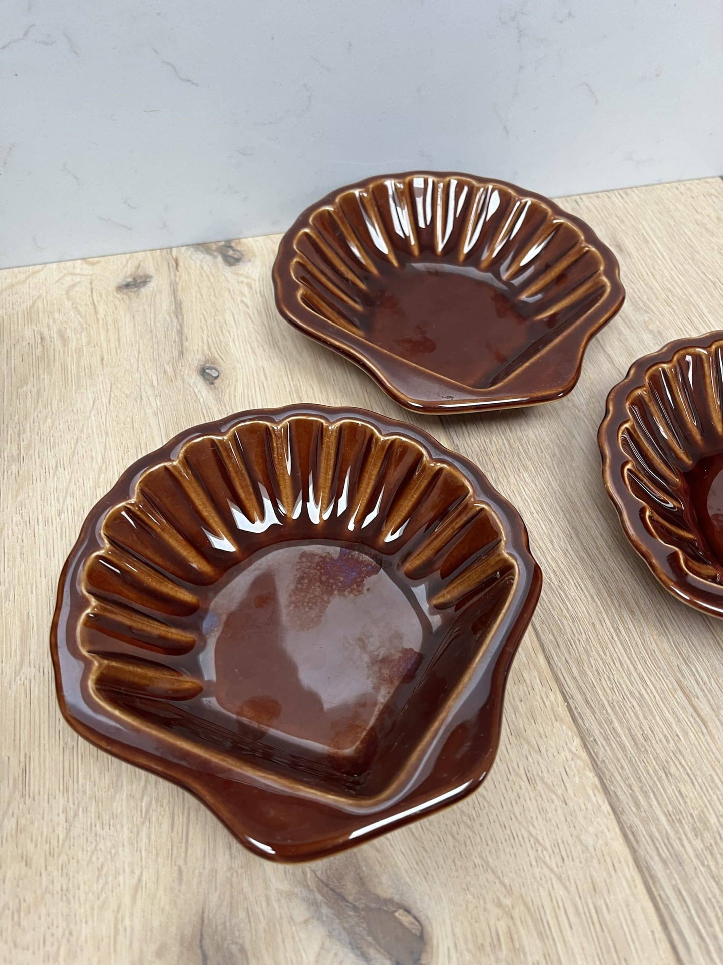 Brown ceramic shell bowl
