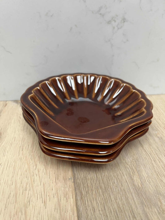 Brown ceramic shell bowl