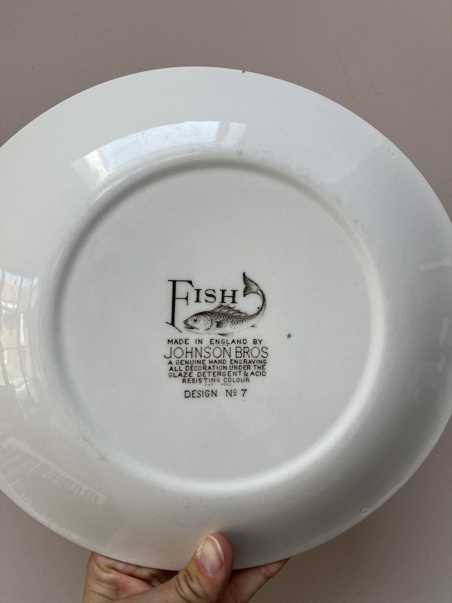 Set of three Johnson Bros fish plates no. 5, no. 3 and no.7