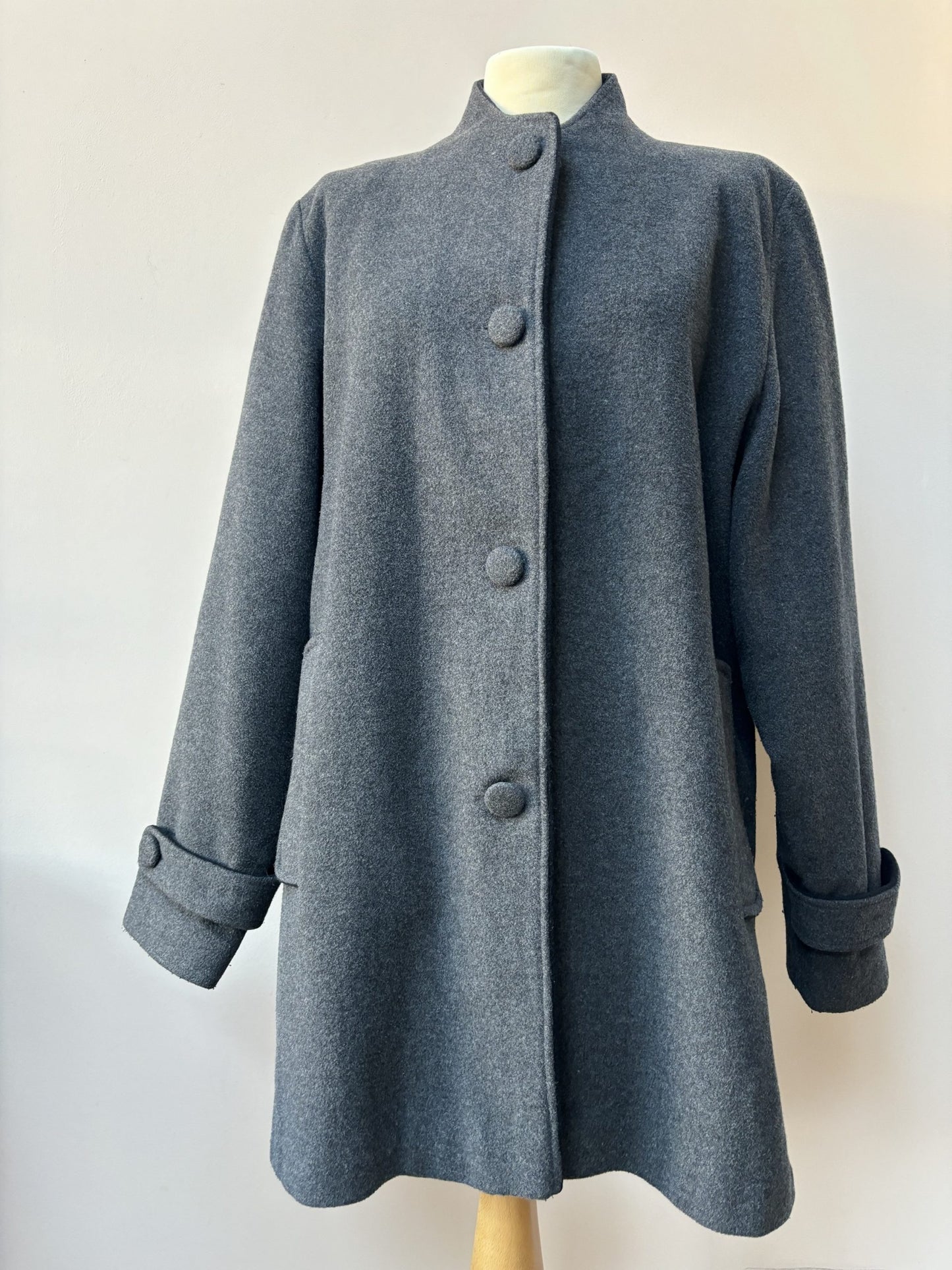 Grey wool cashmere mix coat size 14