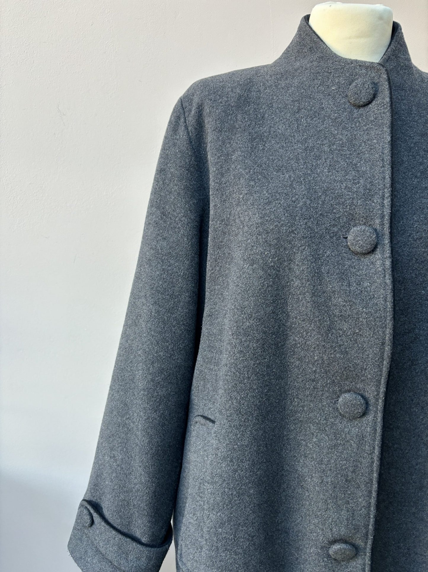 Grey wool cashmere mix coat size 14