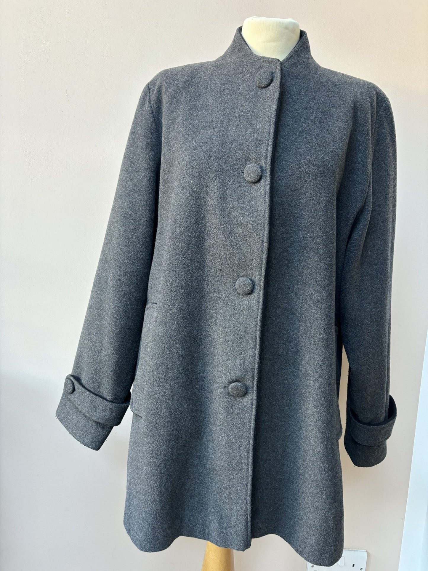 Grey wool cashmere mix coat size 14