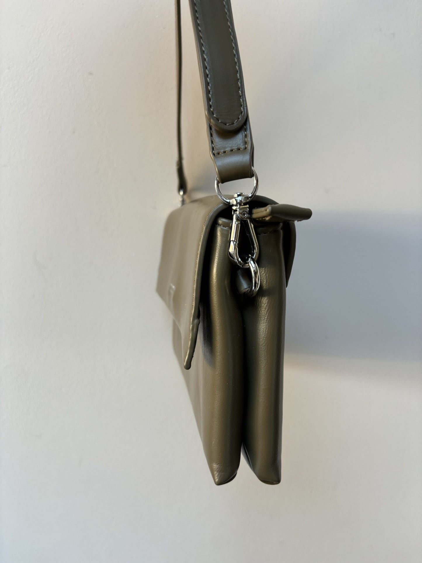 Olive green brown cross body bag