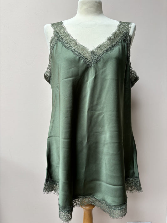 Green satin feel slip size Large