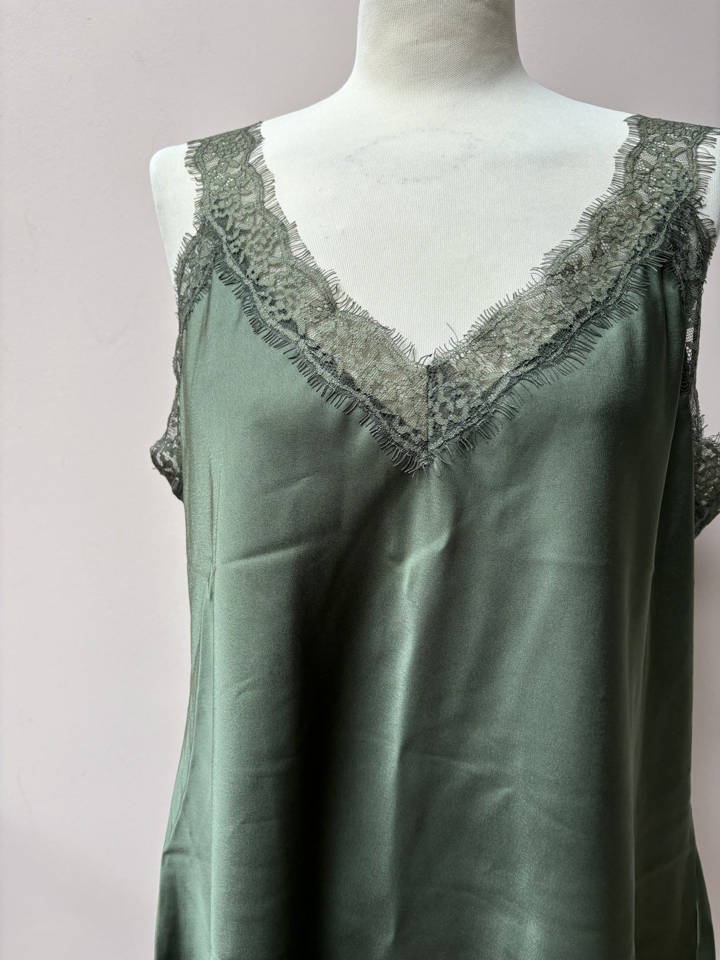 Green satin feel slip size Large