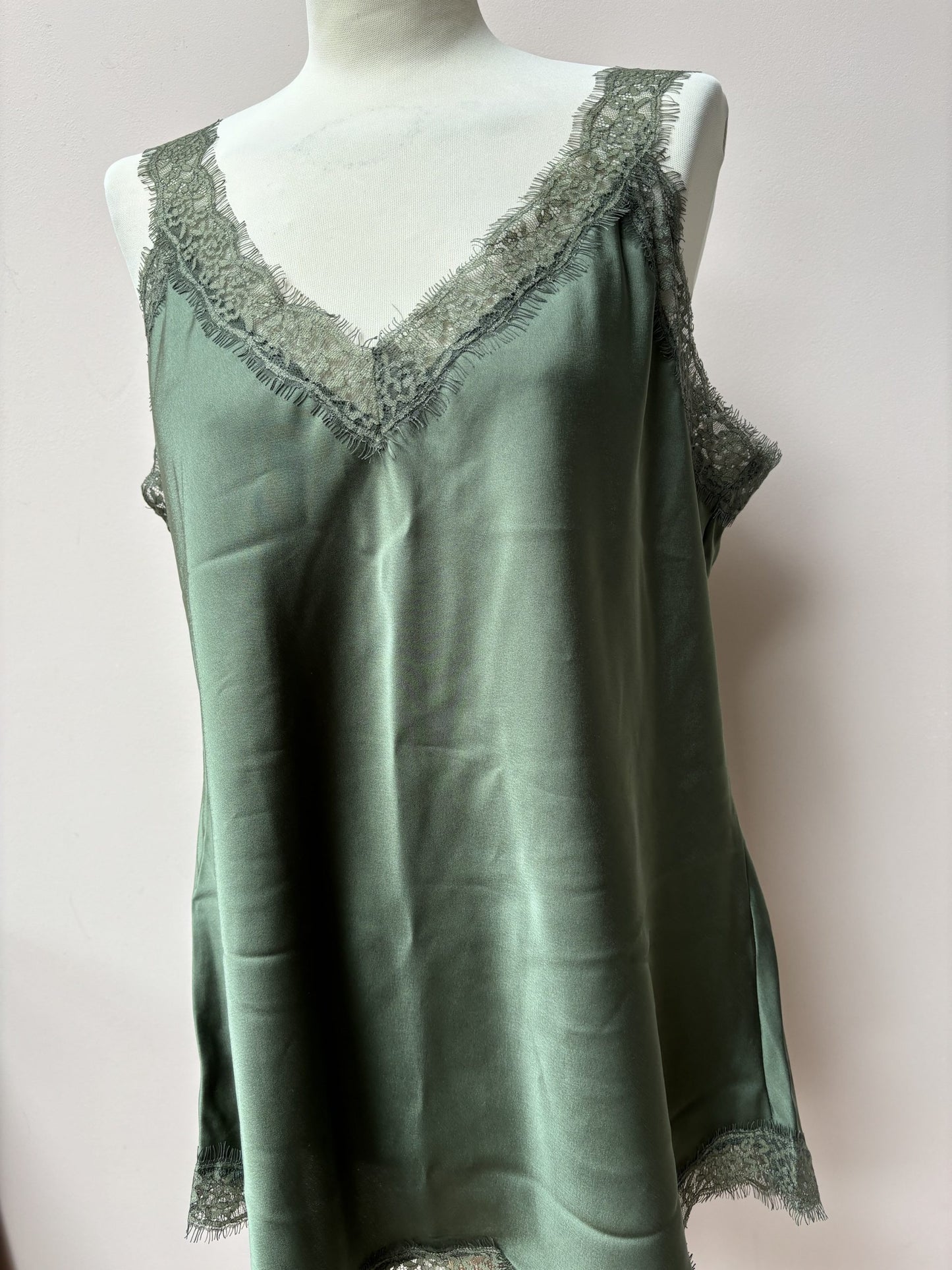 Green satin feel slip size Large