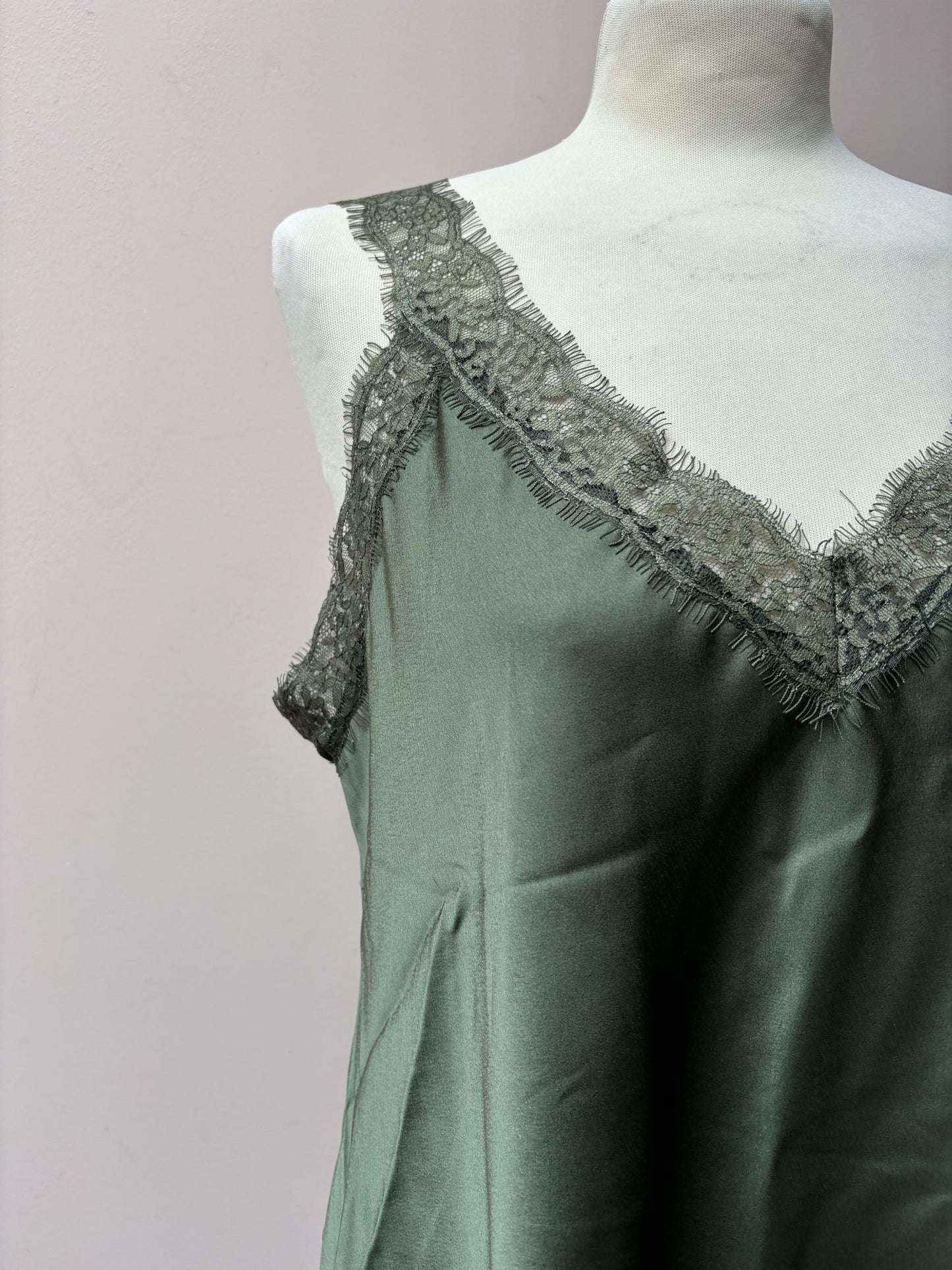 Green satin feel slip size Large