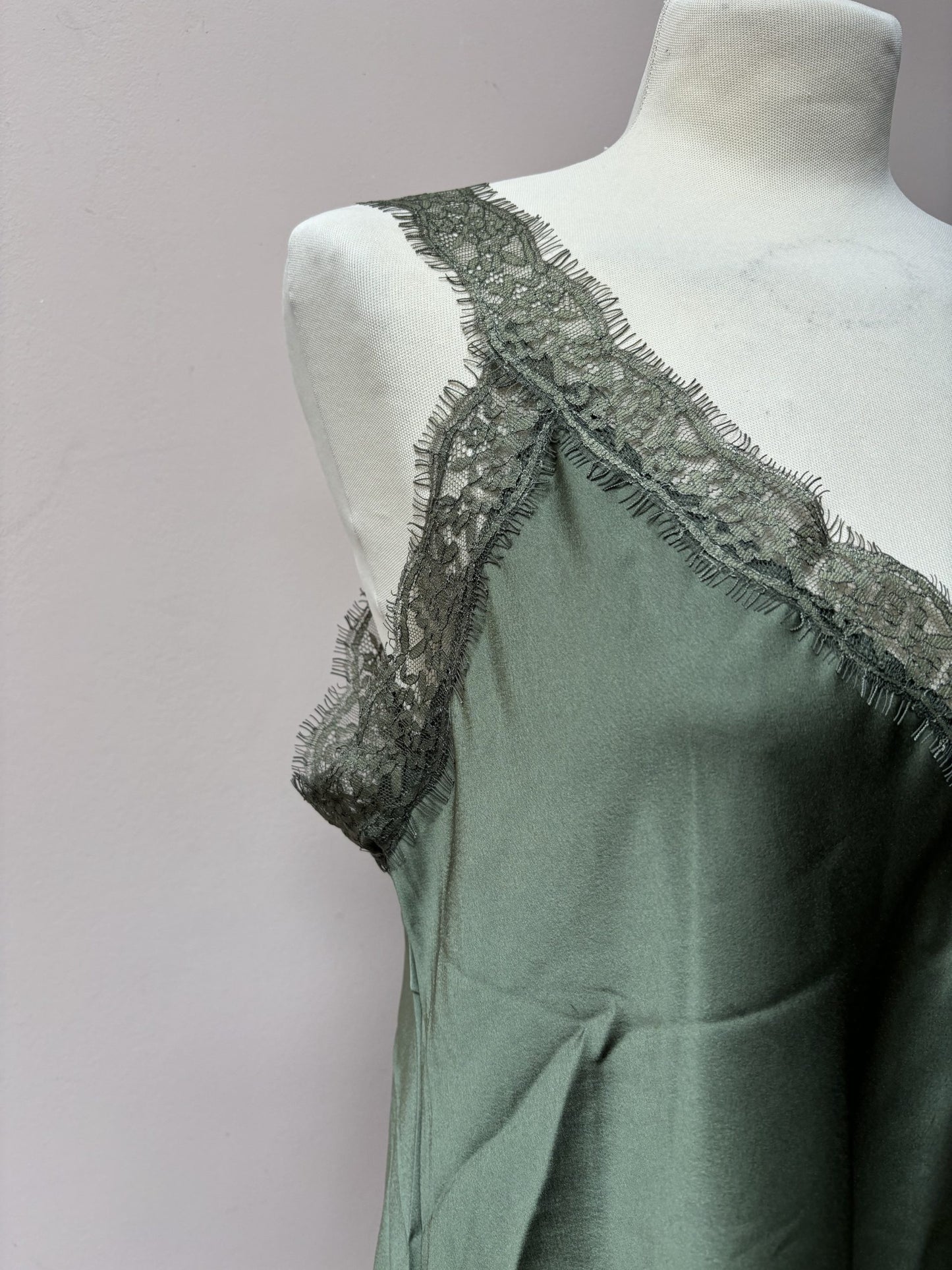 Green satin feel slip size Large