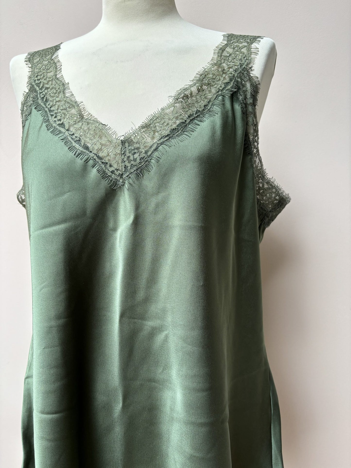 Green satin feel slip size Large