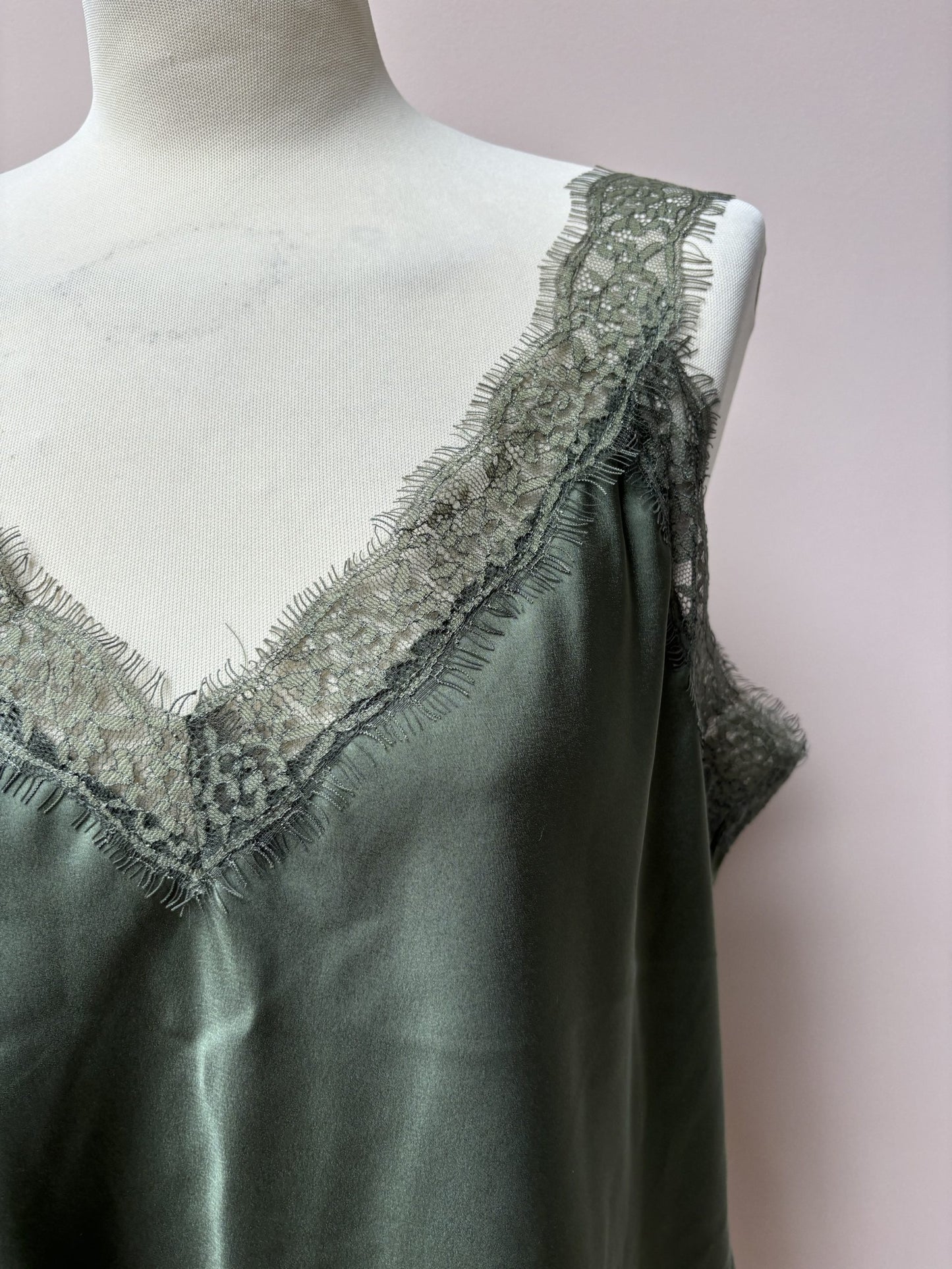 Green satin feel slip size Large