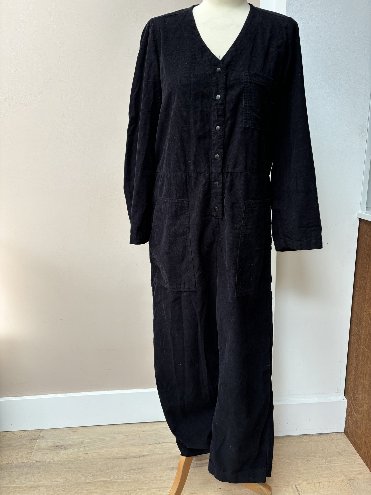 Black needlecord jumpsuit size S