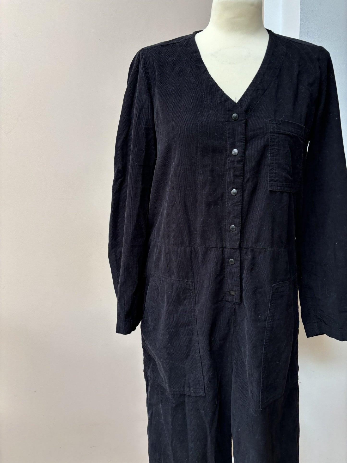 Black needlecord jumpsuit size S