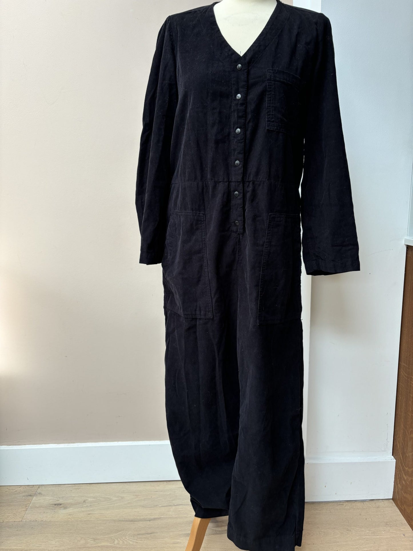 Black needlecord jumpsuit size S