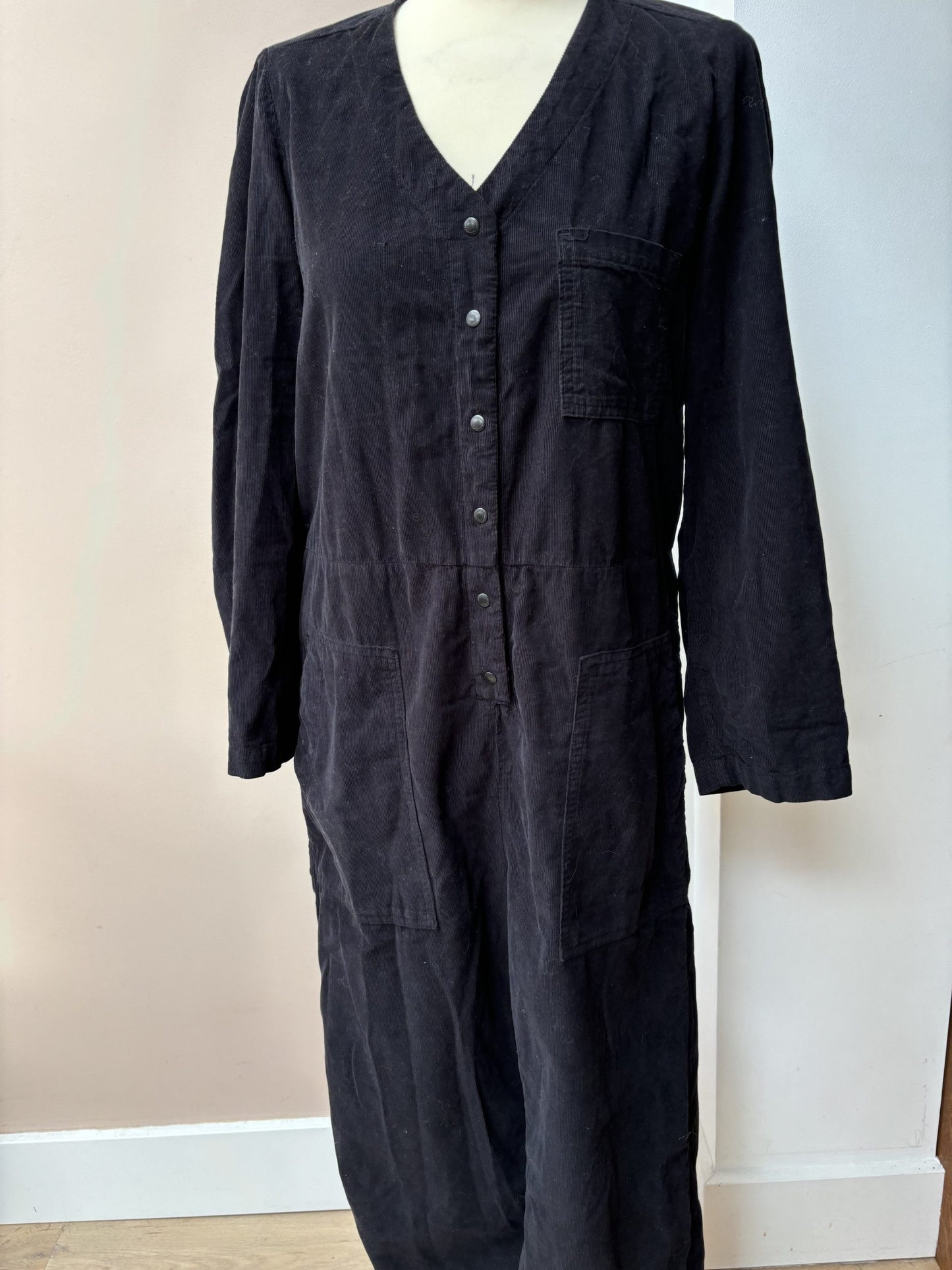 Black needlecord jumpsuit size S