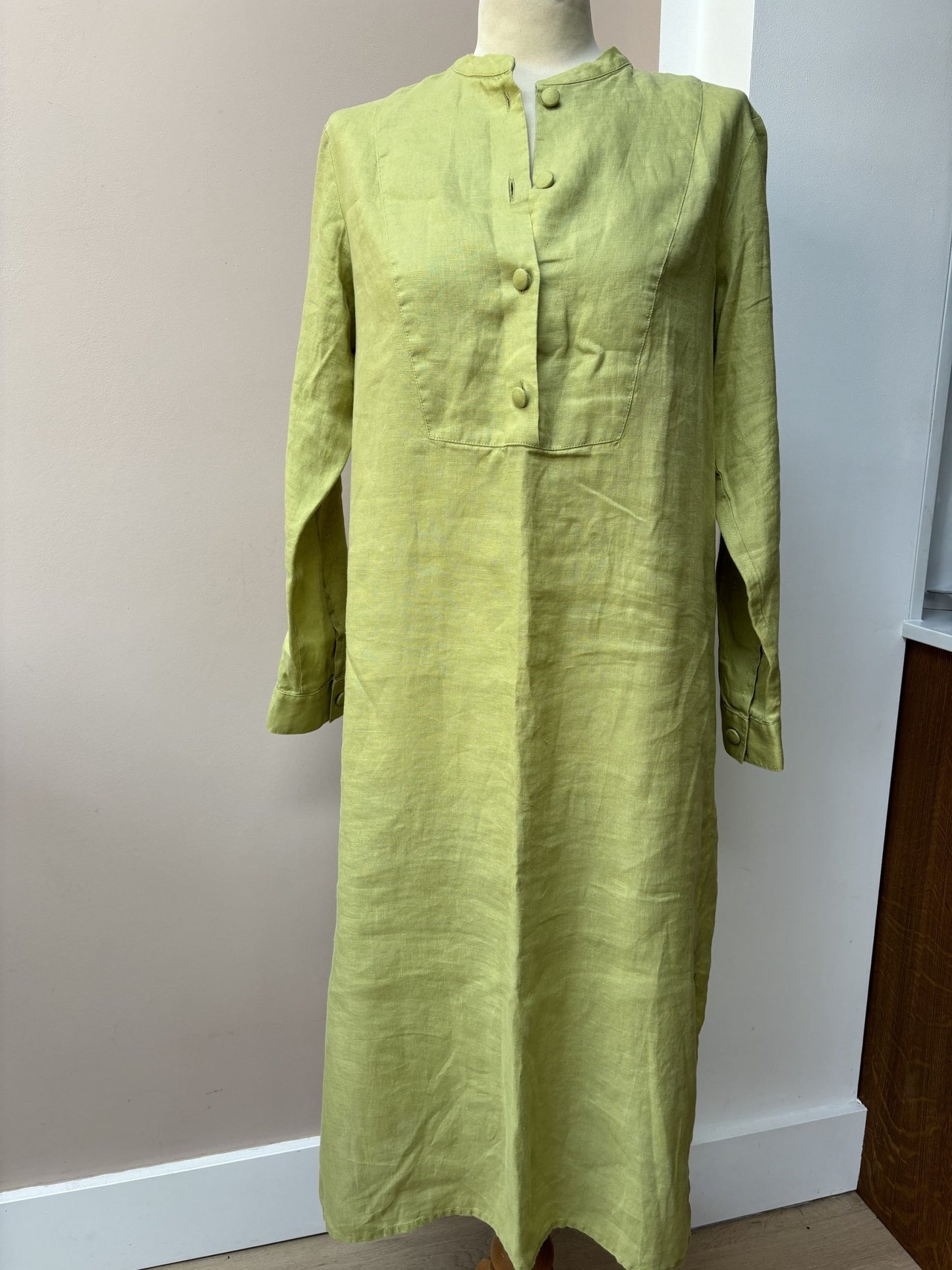Lime green linen tunic dress size 10