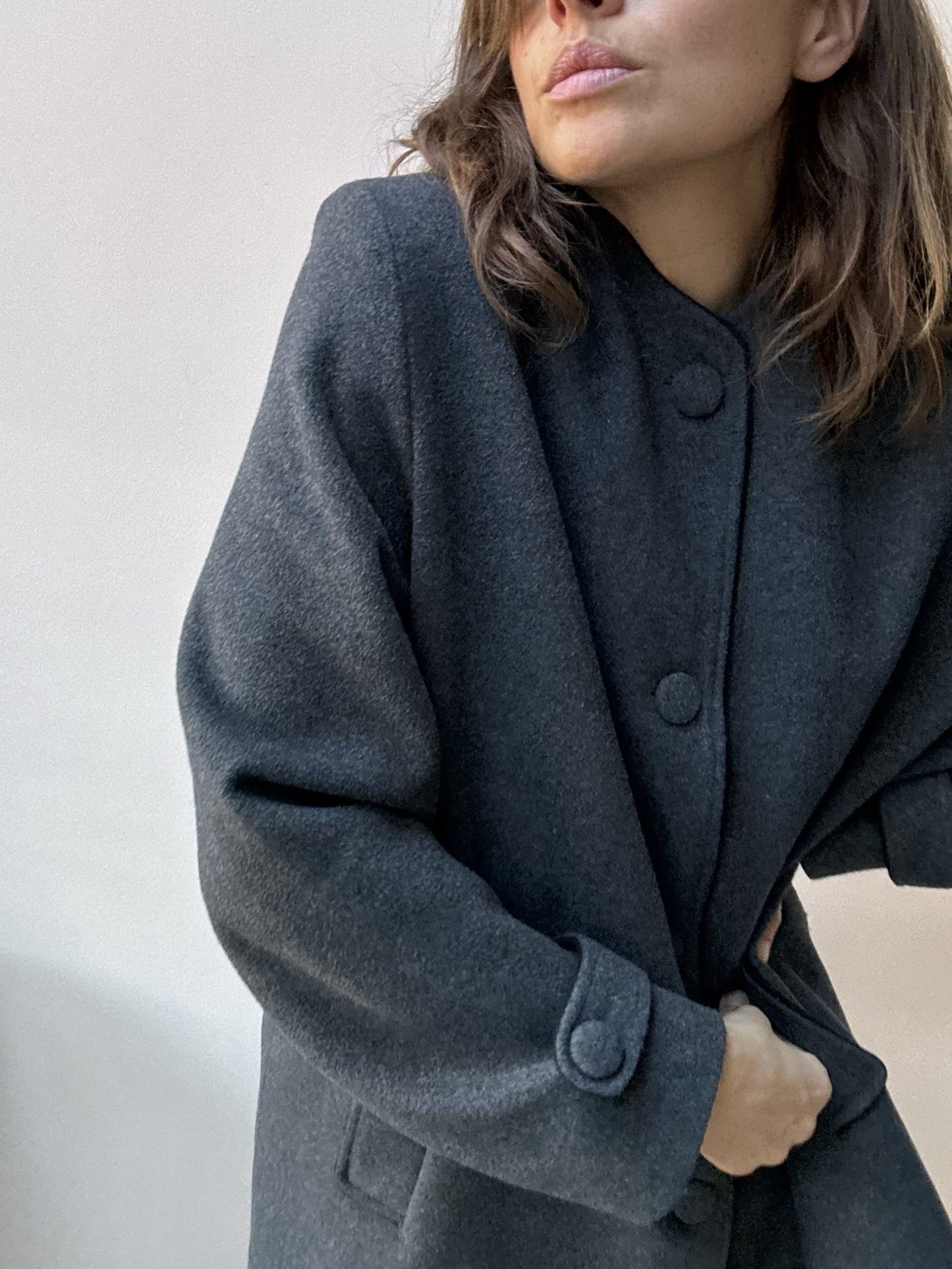 Grey wool cashmere mix coat size 14
