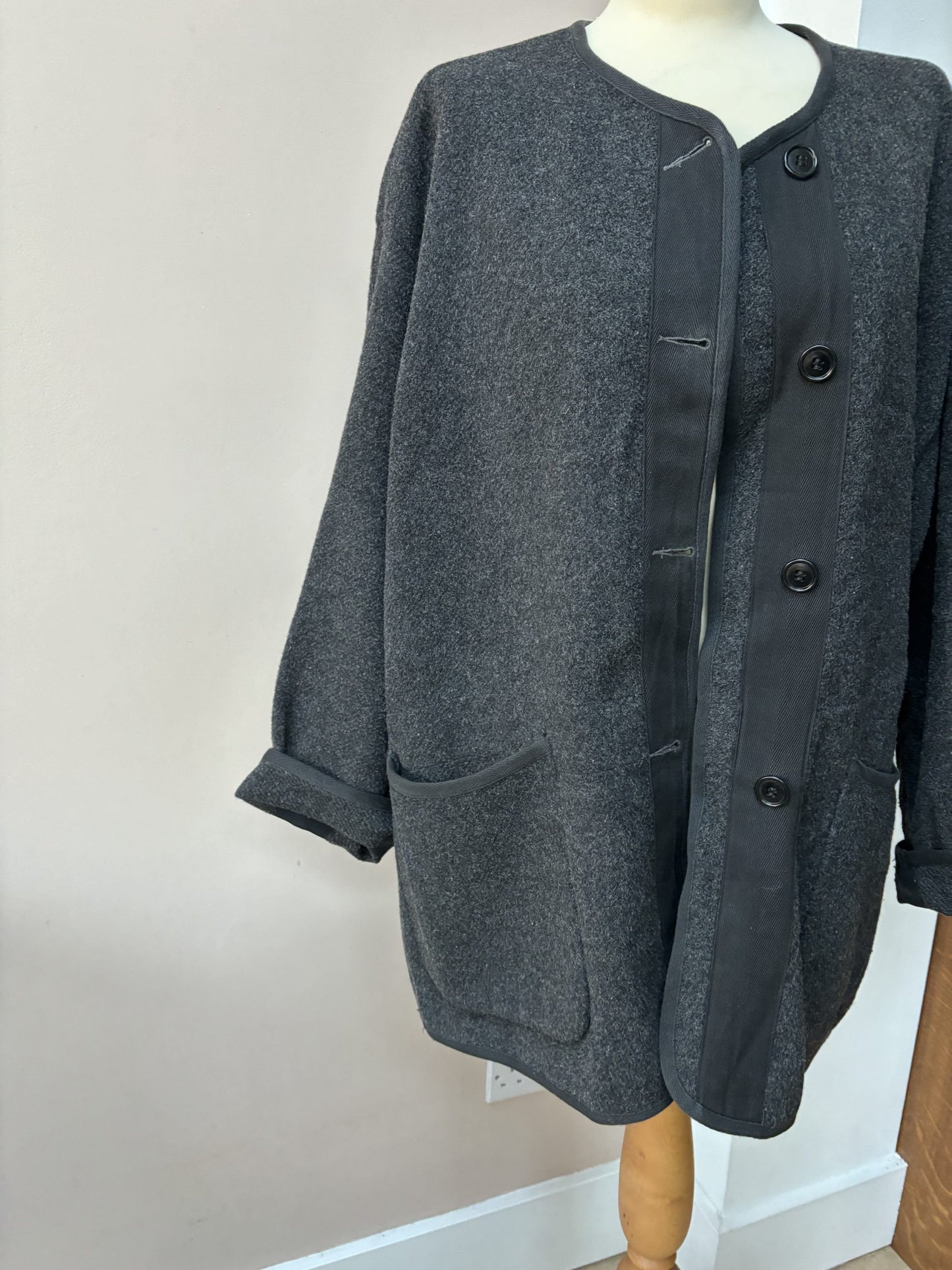 Wool alpaca mohair mix charcoal grey jacket size Medium
