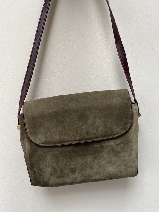Charles Jourdan olive suede bag