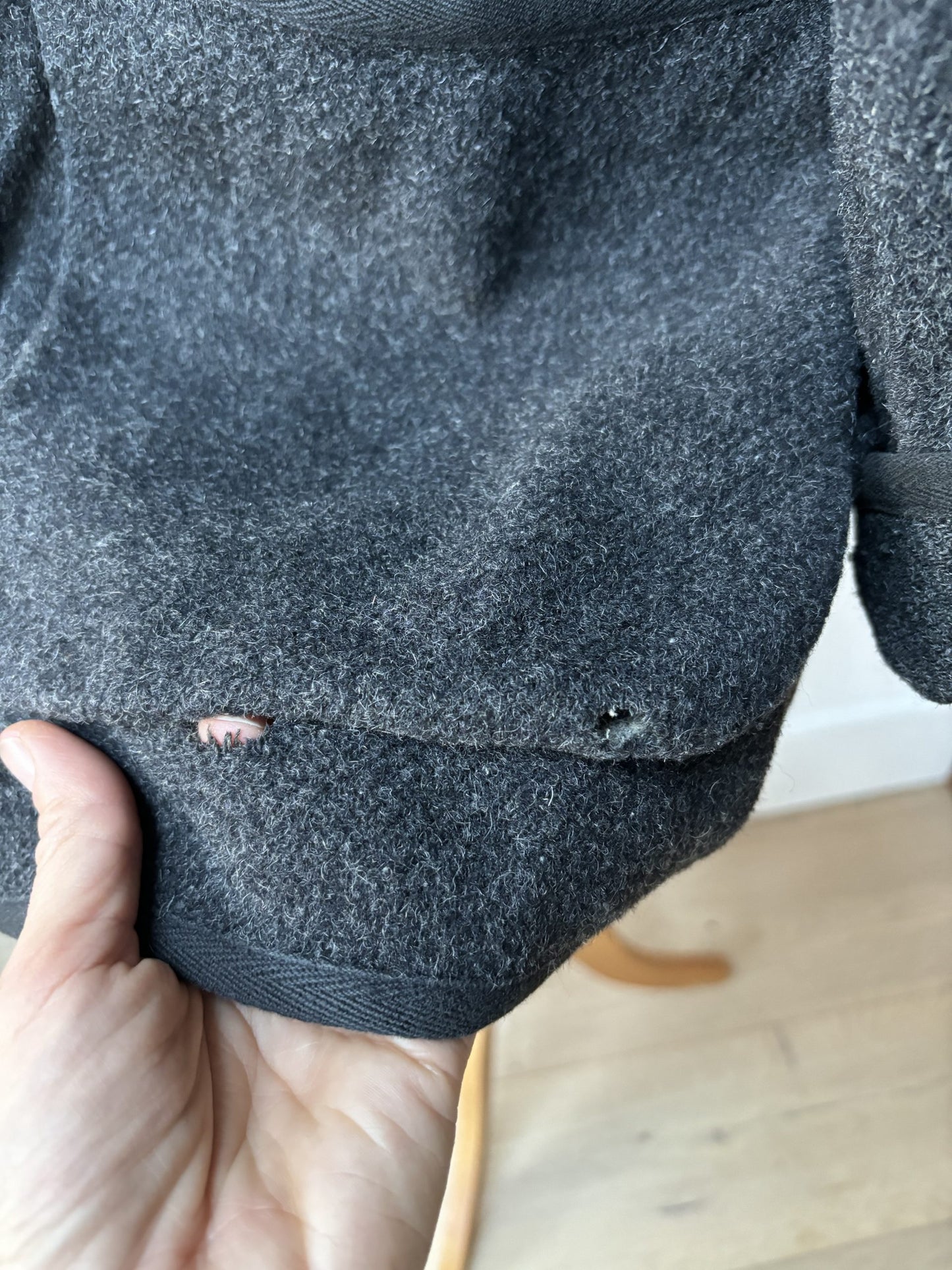 Wool alpaca mohair mix charcoal grey jacket size Medium