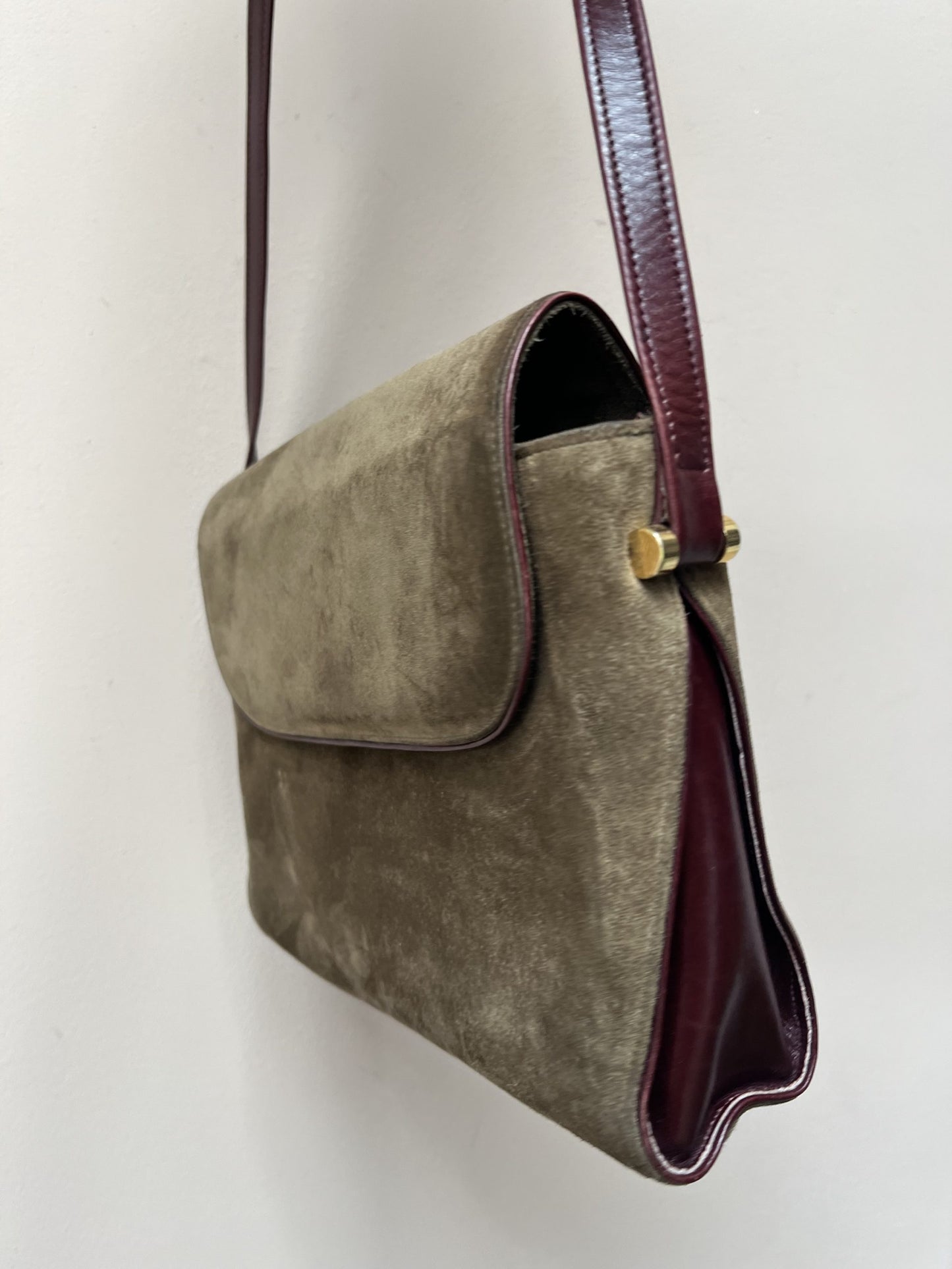 Charles Jourdan olive suede bag
