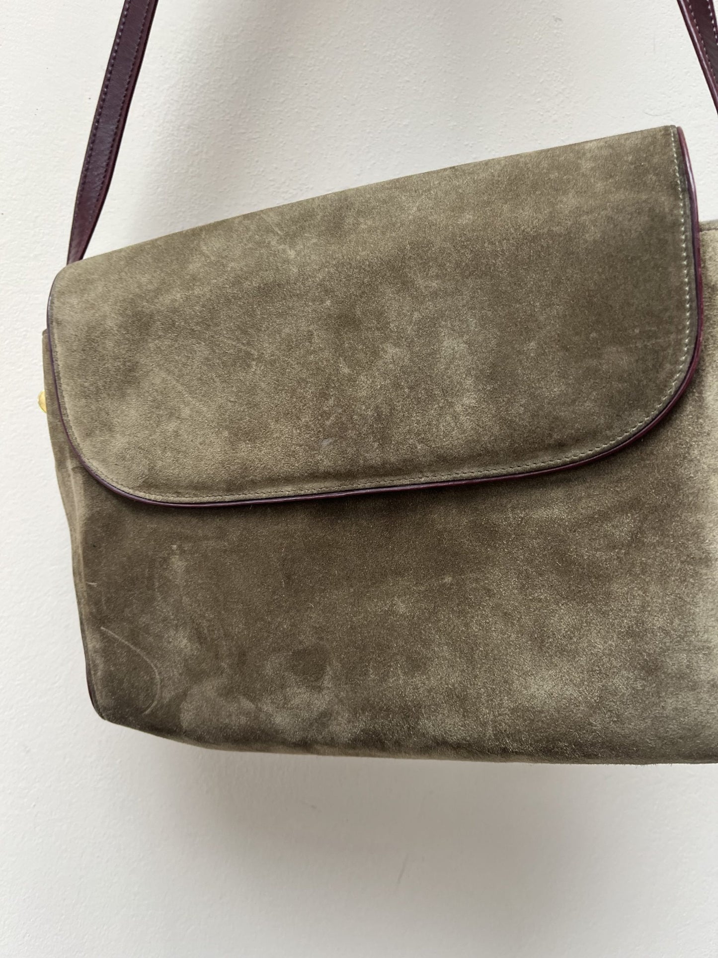 Charles Jourdan olive suede bag