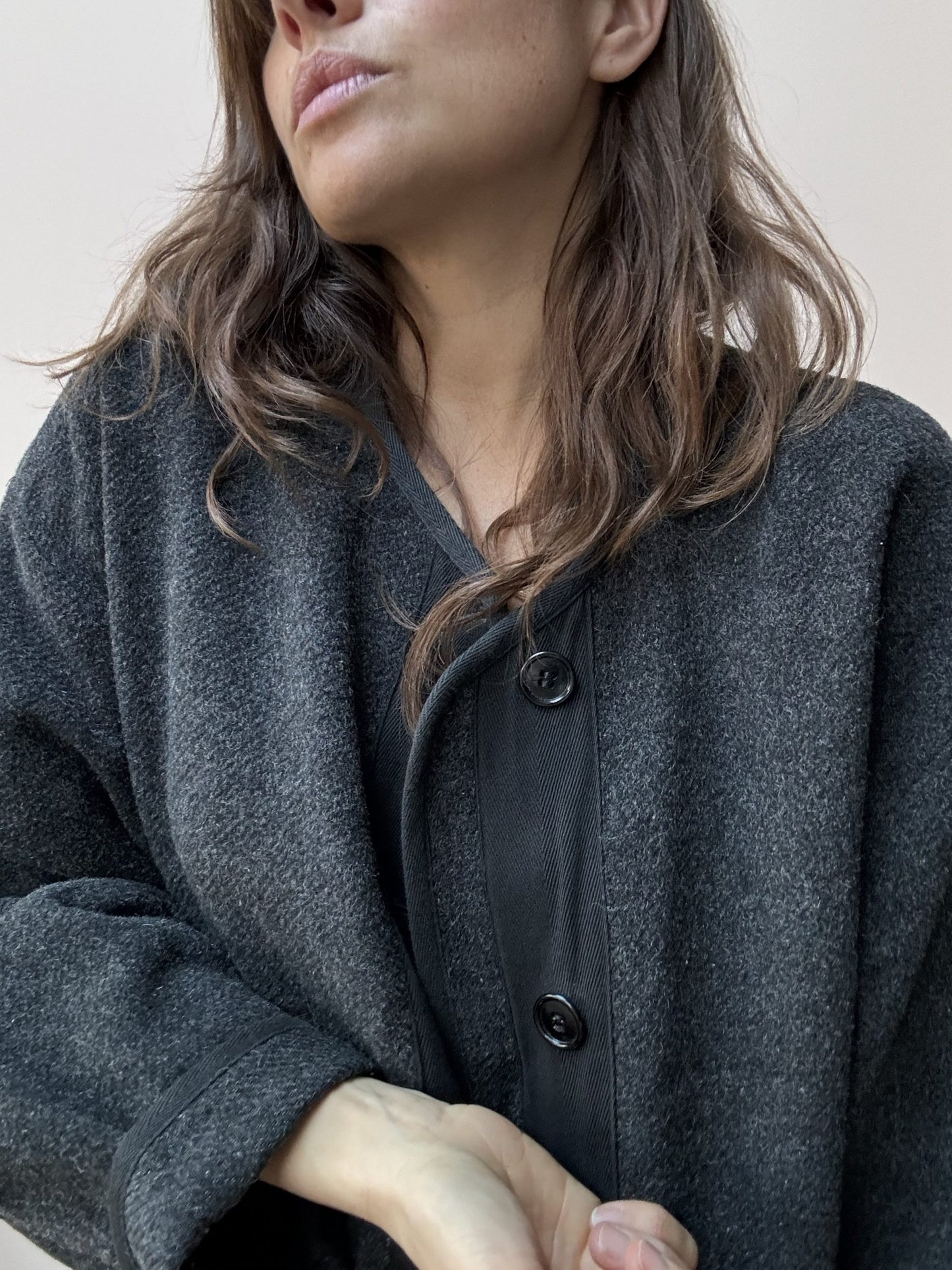 Wool alpaca mohair mix charcoal grey jacket size Medium