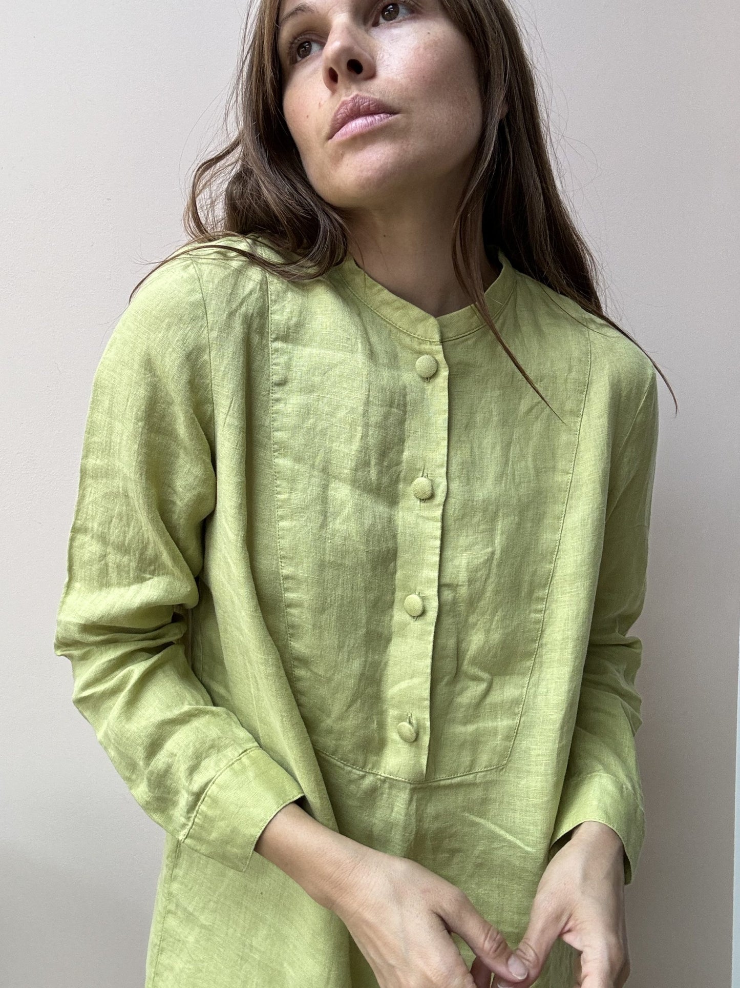 Lime green linen tunic dress size 10