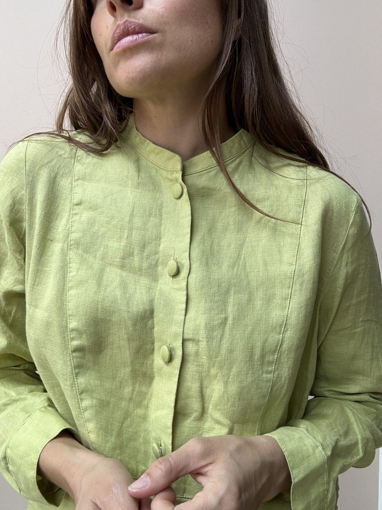 Lime green linen tunic dress size 10