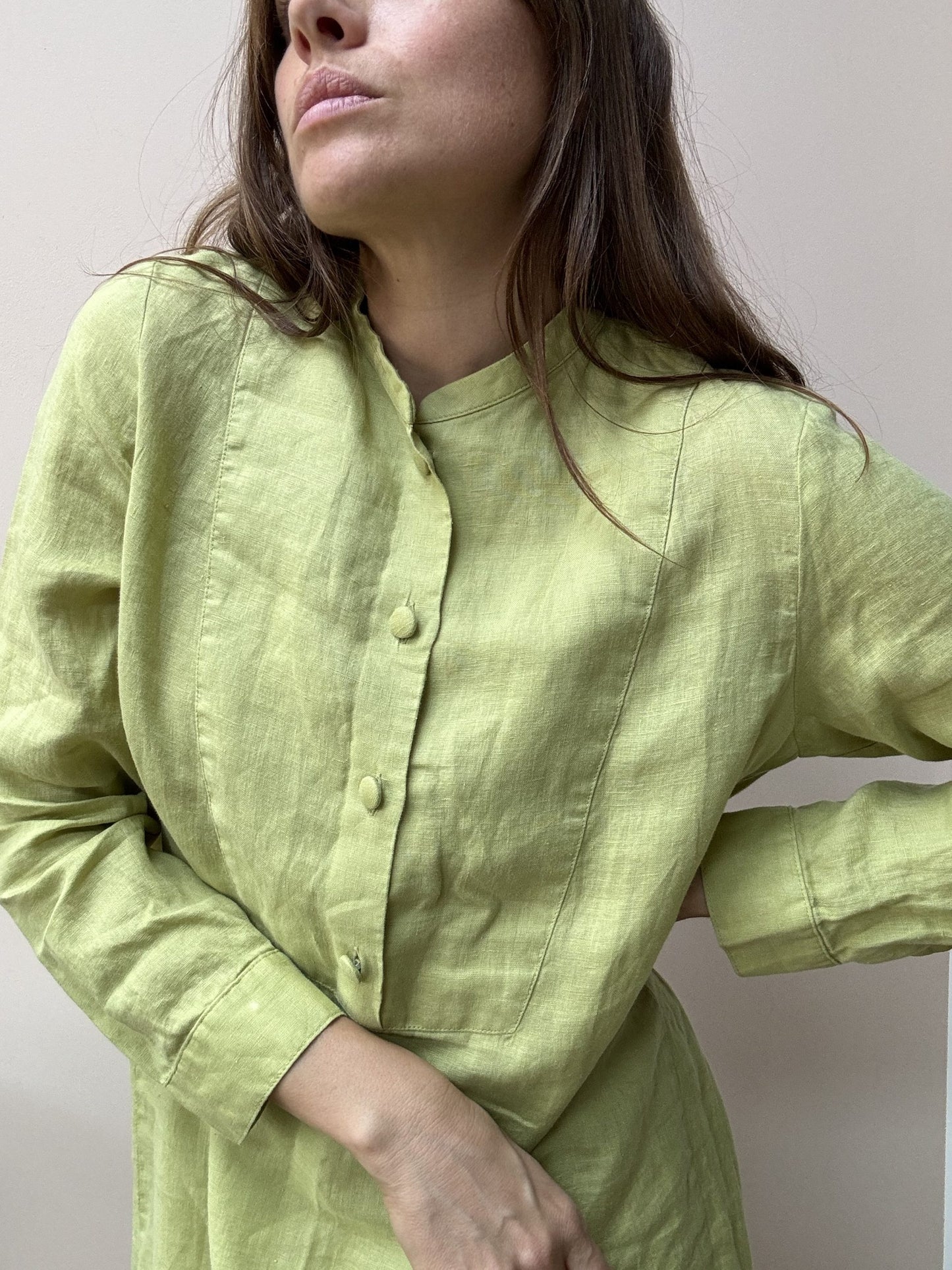 Lime green linen tunic dress size 10