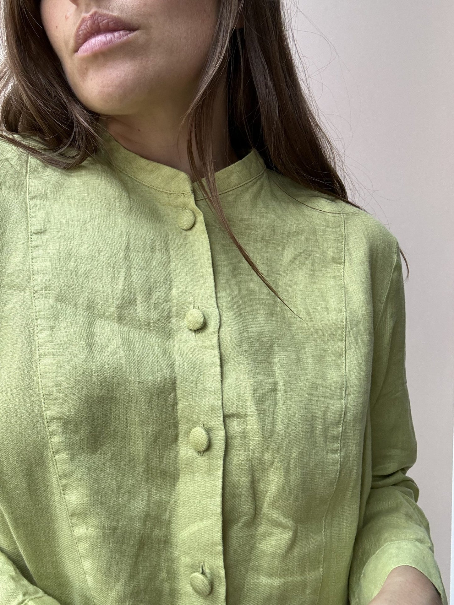 Lime green linen tunic dress size 10