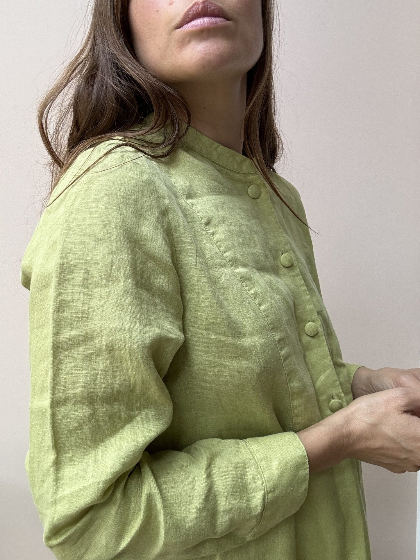 Lime green linen tunic dress size 10