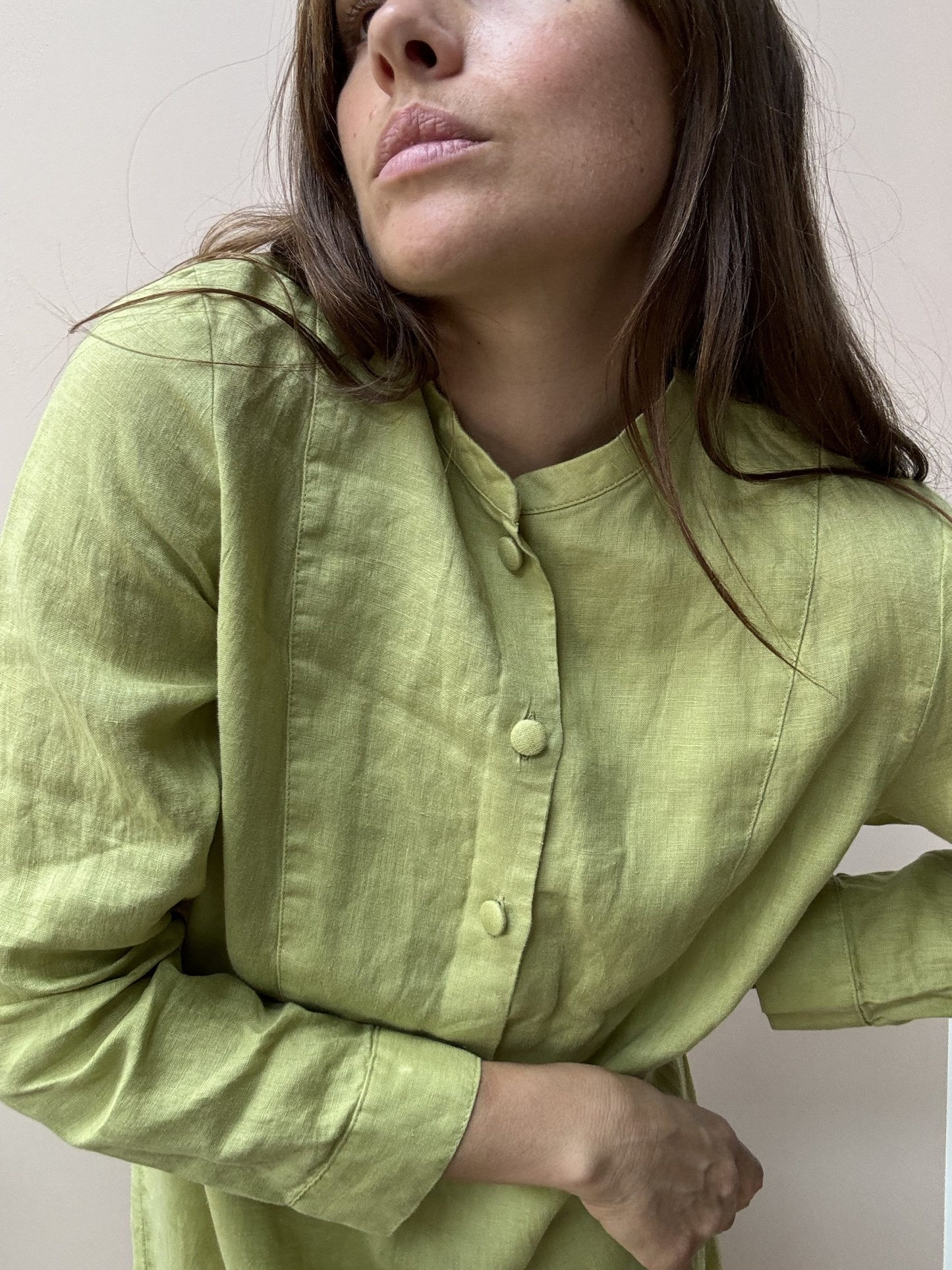 Lime green linen tunic dress size 10