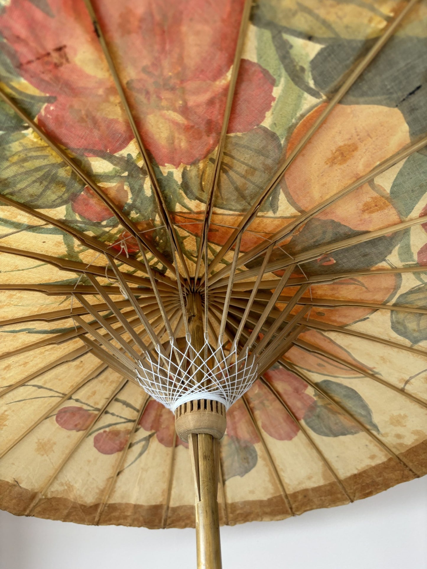 Vintage handmade paper and wood umbrella